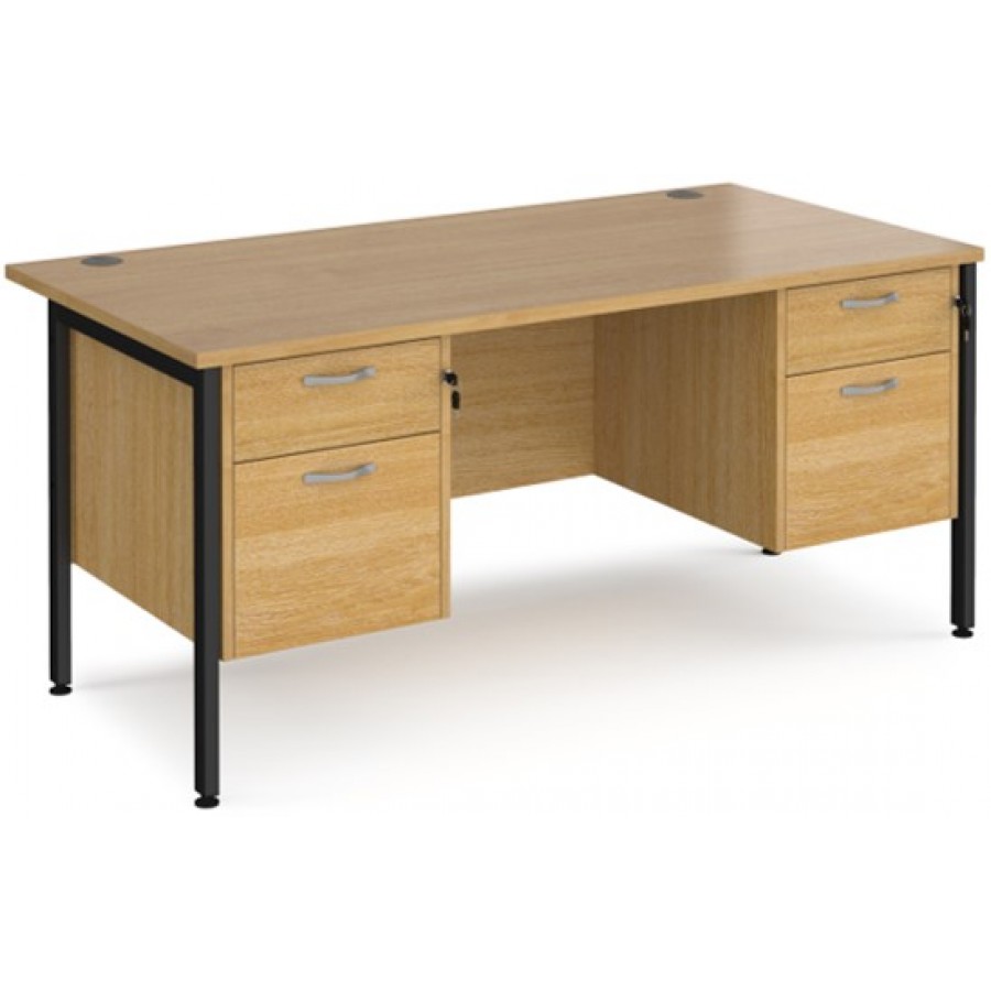Maestro H Frame Straight Office Desk with 2x2 Drawer Pedestal